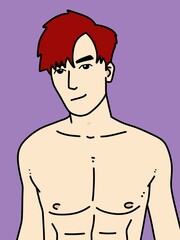 Fototapeta premium cute man cartoon on purple background