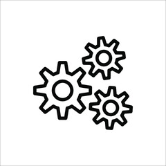 Gear symbol vector sign isolated on white background.