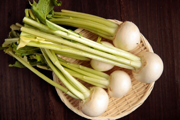 Fresh turnip on the table