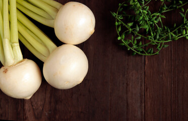 Fresh turnip on the table