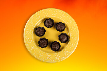 Brigadeiro. Traditional brazilian sweet chocolate. Granulated chocolate.