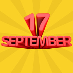 A beautiful 3d illustration with september day calendar.