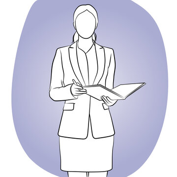Businesswoman standing with ducuments on her hands.