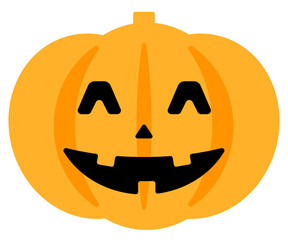 ハロウィンのカボチャのシンプルなイラスト（ジャックオーランタン、笑顔）