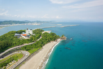 Fototapeta na wymiar Aerial photograph of Katsurahama, a popular tourist destination in Kochi prefecture