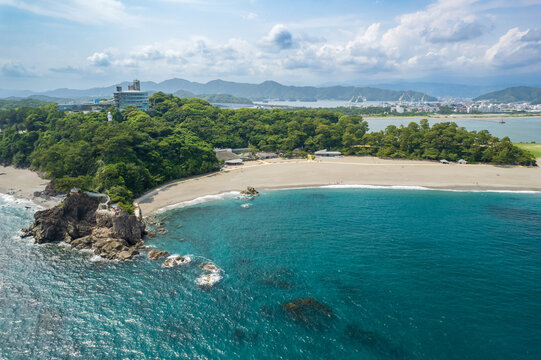 高知県の人気観光地の桂浜の空撮写真