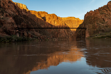 Fototapeta na wymiar Photograph of the Suspension Bridge on the South Kaibab Trail of the Grand Canyon