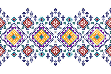 Ikat ethnic seamless pattern design. Aztec fabric carpet mandala ornaments textile decorations wallpaper. Tribal boho native ethnic turkey traditional embroidery vector background 