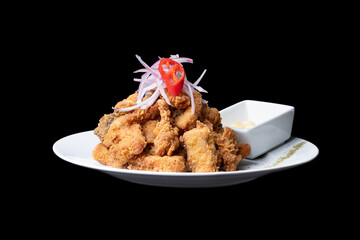 Chicharrón de pescado con crema