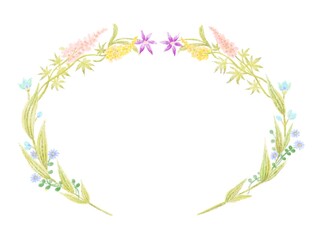Frame of flowers illustration for greetings, message card, fashion, party, background, weeding.
