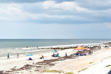 Fototapeta na wymiar Beach at Palm Coast near Matanzas Inlet in Florida