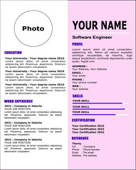 simple pink resume cv template design