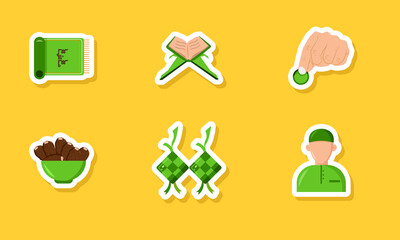 Muslim Celebrating Stickers Collection Design