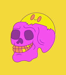 Happy skull with a happy brain