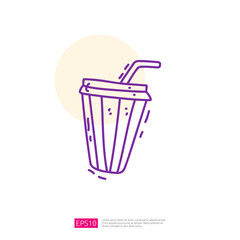 iced coffee cup doodle icon