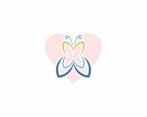 Love animal butterfly vector logo