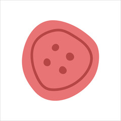 Vector isolated element. A button. Sewing. Handmade work. Knitting. Color image on a white background. The print is used for packaging design.