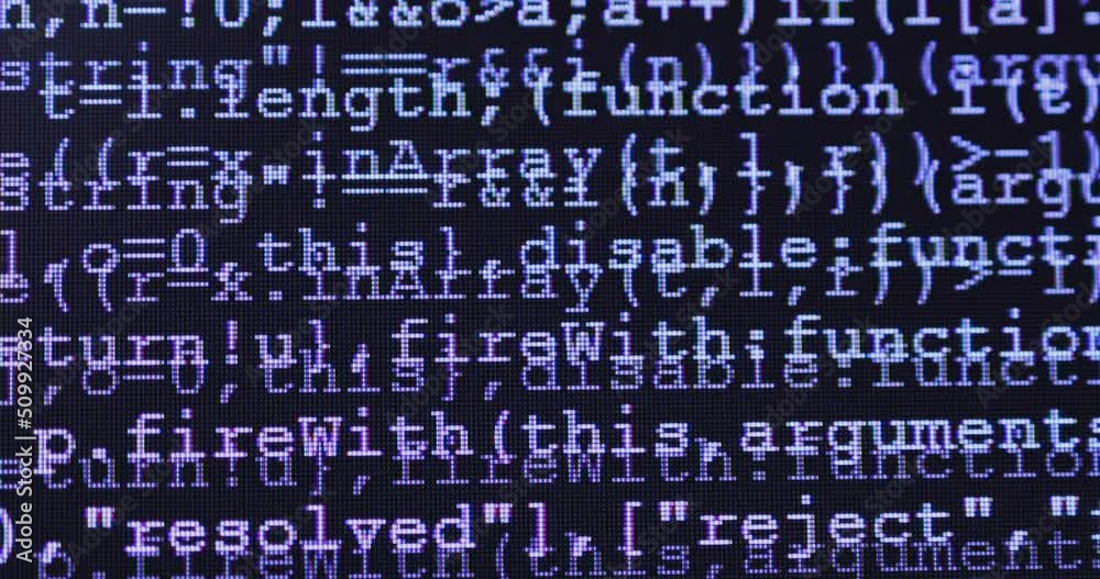Fototapete 4K Close up shot programming tag coding on screen. Background concept for programming and coding web development.