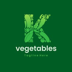Letter K Vegetables Logo Vector