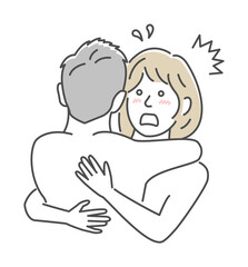 Embraces loving couple vector illustration | confused, impatience