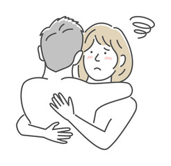 Embraces loving couple vector illustration | depression, disappointment