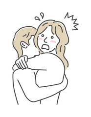 Embraces loving couple vector illustration | confused, impatience