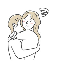 Embraces loving couple vector illustration | depression, disappointment
