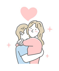 Embraces loving couple vector illustration | love, happiness