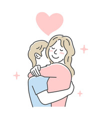 Embraces loving couple vector illustration | love, happiness