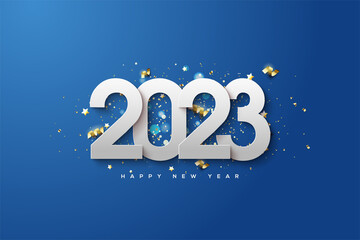 new year 2023 with white numbers on a blue background