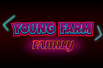 Young farm family editable text effect modern neon style