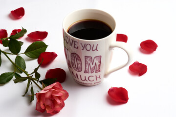 Cup of Americano type coffee, with the legend on the cup 