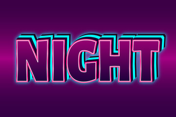 Night editable text effect 3d neon style