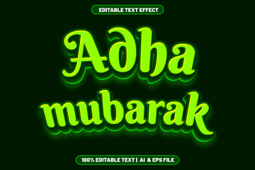 Adha mubarak editable text effect emboss style