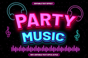 Party music editable text effect modern neon style