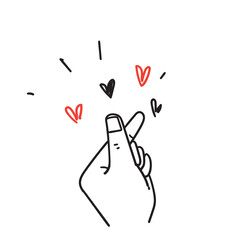 hand drawn doodle hand with love gesture illustration vector
