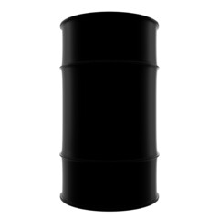 Oil Drum. Classic Black Oil Drum. Isolated on white.3d rendering