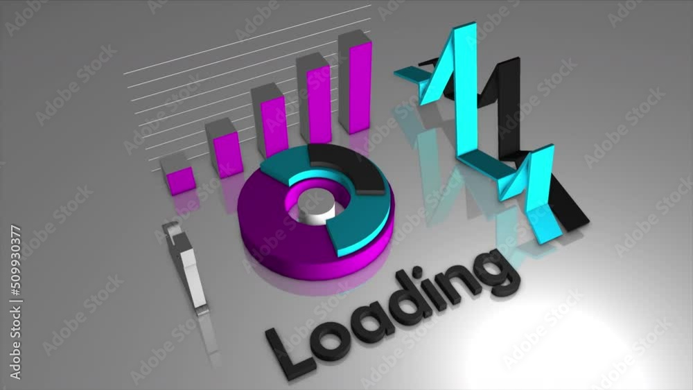 Poster 3d animation to download. motion. diagram with loading rings in style of business plan. business sty