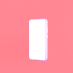 3D blank telephone minimal style on pink background. 3d render illustration