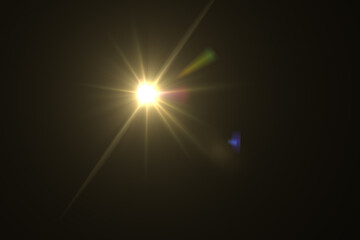 Fototapeta na wymiar lens flare effect on black background
