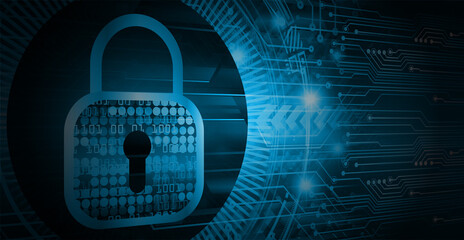 Closed Padlock on digital background, cyber security