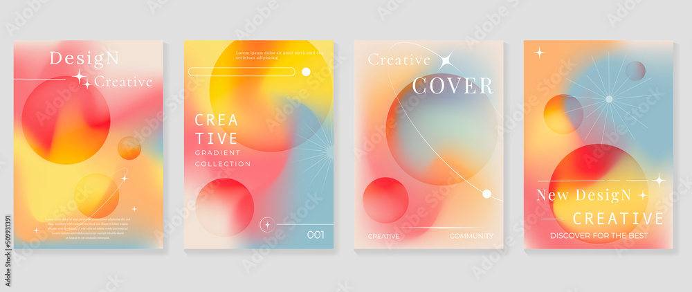 Wall mural fluid gradient background vector. cute and minimal style posters with circle shapes, vibrant color, 