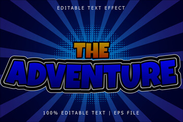 The adventure editable Text effect 3 Dimension emboss cartoon style