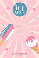 flat style vector illustration - template menu  for ice cream parlor