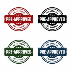 Obraz premium Pre-approved grunge rubber stamp on white background, vector illustration
