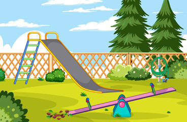 Fototapeta premium Empty playground background with rides