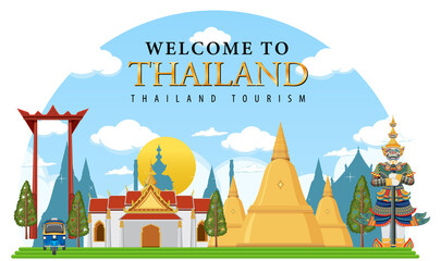 Obraz premium Bangkok Thailand Landmark Logo Banner