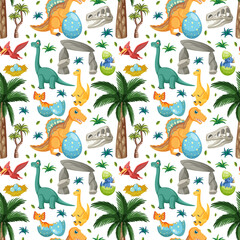 Cute dinosaur seamless pattern © blueringmedia