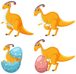 Fototapeta na wymiar Set of cute dinosaur cartoon characters