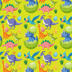 Cute dinosaur seamless pattern